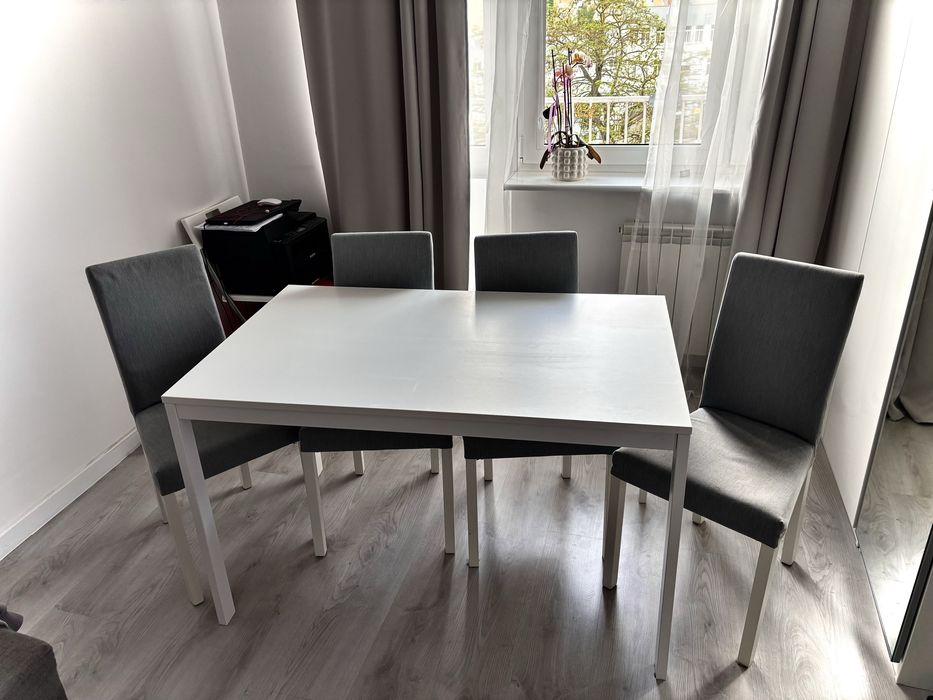 Stół rozkładany IKEA VANGSTA + 4 krzesła KÄTTIL | Komplet 120-180 cm