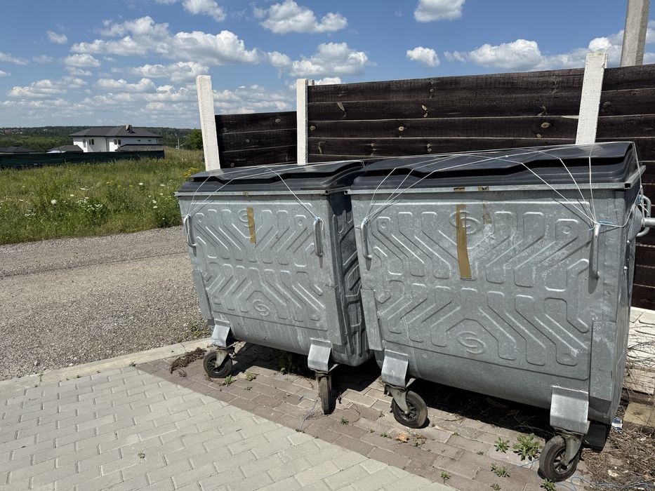 Оцинкований сміттєвий контейнер з плоскою кришкою 1,1 м3