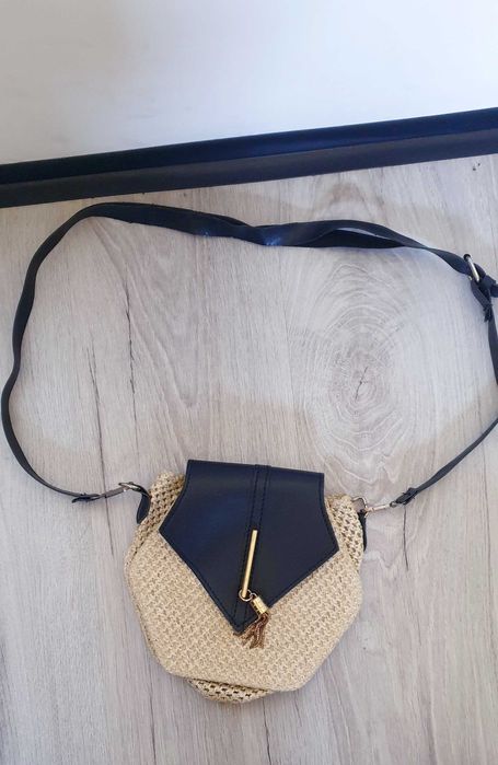 Torebka listonoszka boho słomkowa pleciona letnia lato torba koszyczek