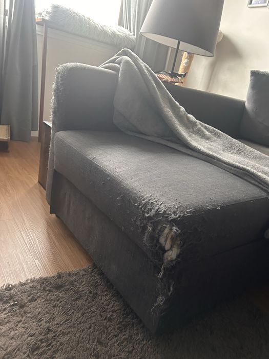 FRIHETEN Sofá-cama de canto c/arrumação, Skiftebo cinz esc.