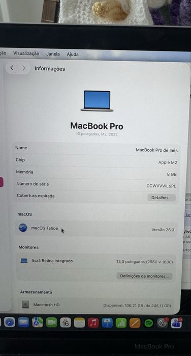 MacBook Pro 13” M2 (2022) | 8 GB | 256 GB | Excelente Estado