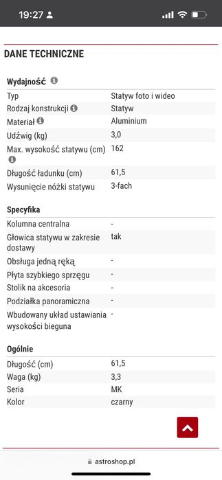 Statyw Vanguard mk-4