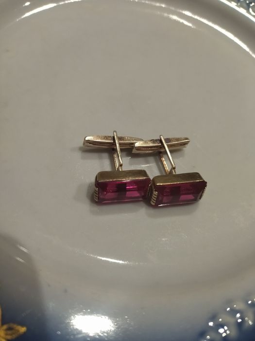 Запонки серебро позолота 875 звезда СССР.