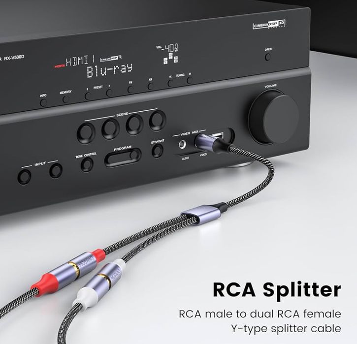 MOSWAG Adapter / trójnik, wtyk RCA - 2x gniazdo RCA