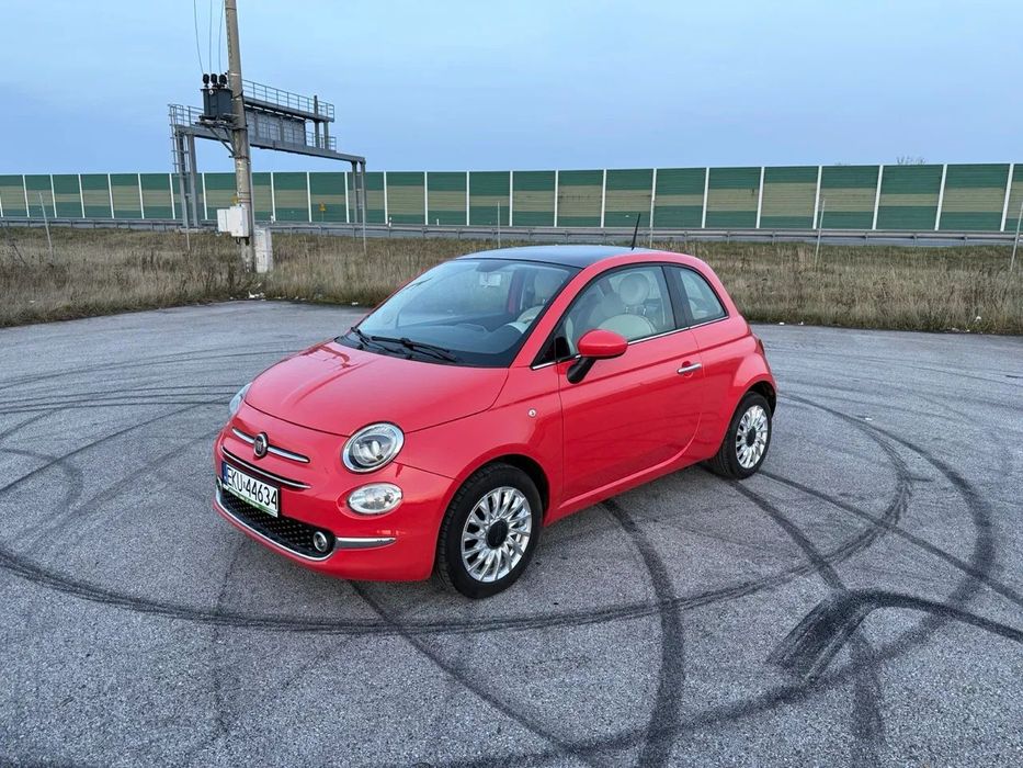 Fiat 500 Piękny koralowy kolor, biały środek, szyberdach, 2 kluczyki, alufelgii