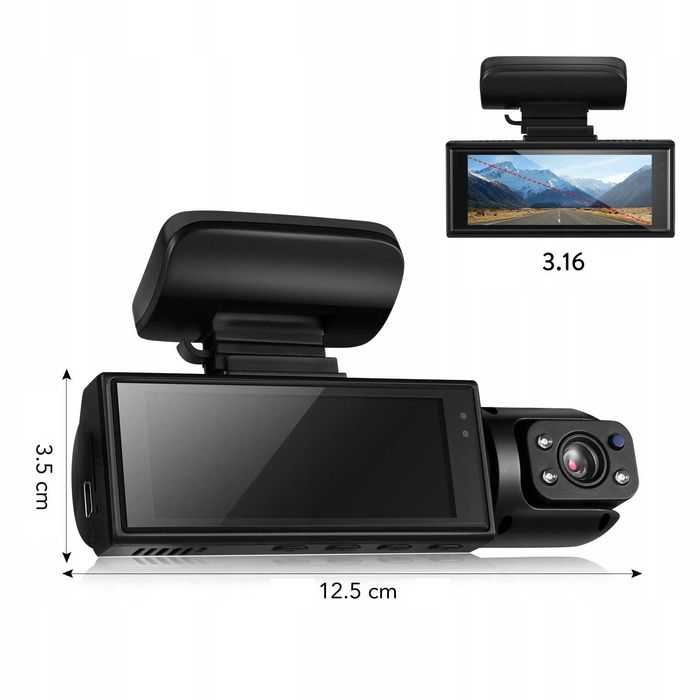 Kamera samochodowa podwójna ŚRODEK Full HD wideorejestrator 1080P