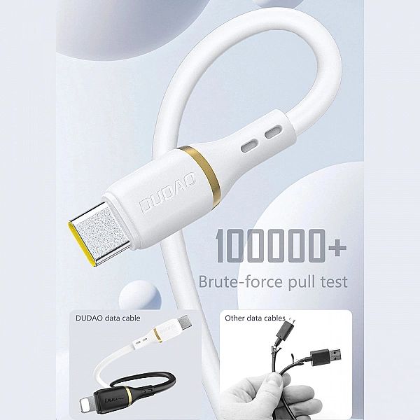 Kabel Dudao L25T USB-A - USB-C silikonowy 5A 1m - biały