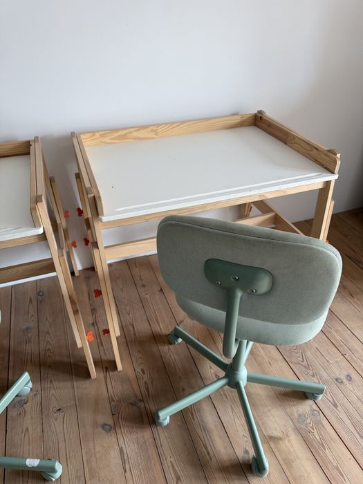 Biurko sosnowe dziecięce Ikea zestaw