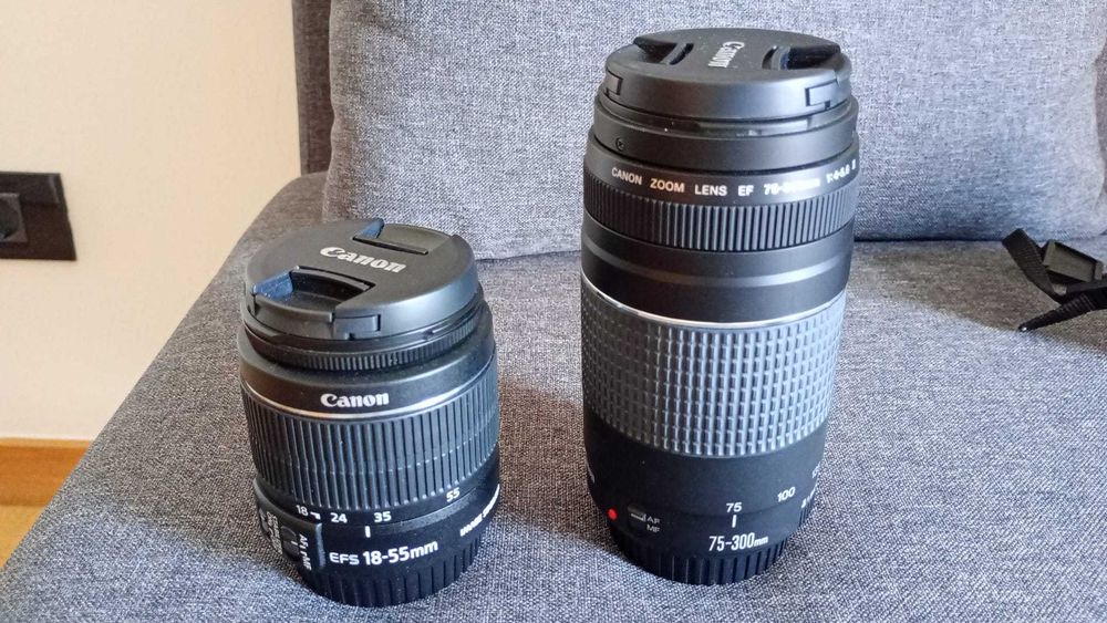 Canon T6 com 2 baterias, carregador e 2 lentes - Kit completo