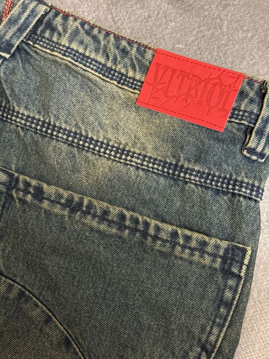 Штани джинси джинсы Vitriol Void Bite Blue Wash Ultra Wide Jeans rap