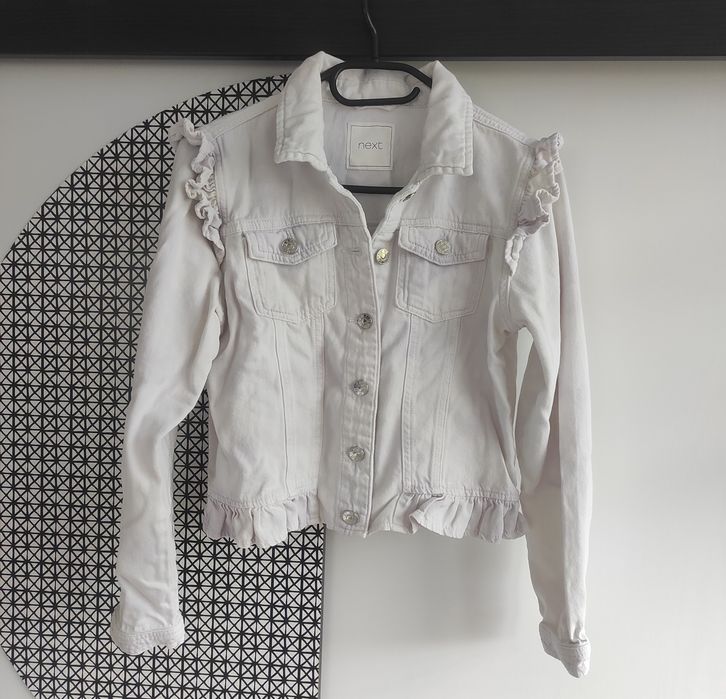 Piękna katana jeansowa damska, cieniowana, biel/lilia, Next, r M