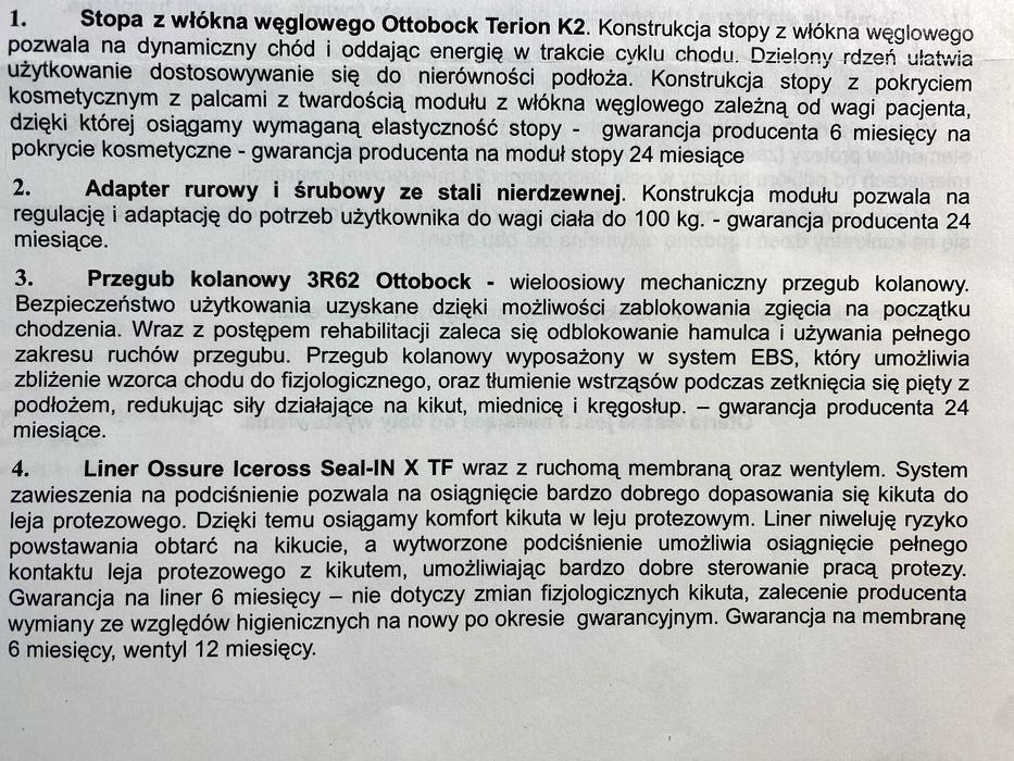 Proteza nogi Ottobock Terion K2 3R62