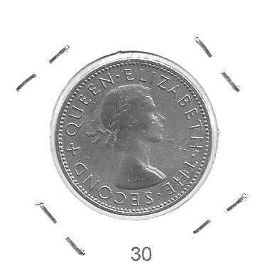 Rodésia do Sul - - - 2 Shillings - 1954 - - - Elizabeth II - - - Moeda