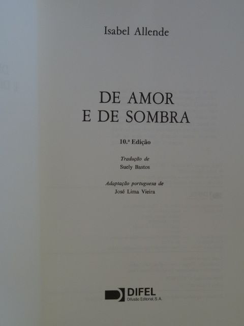 De Amor e de Sombra de Isabel Allende