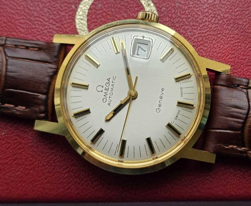 Złota Omega Geneve Automatic lite złoto 18K idealny oryginalny stan