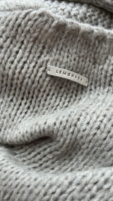 LeMonada kardigan boho beżowy gruby splot uniwersalny moher