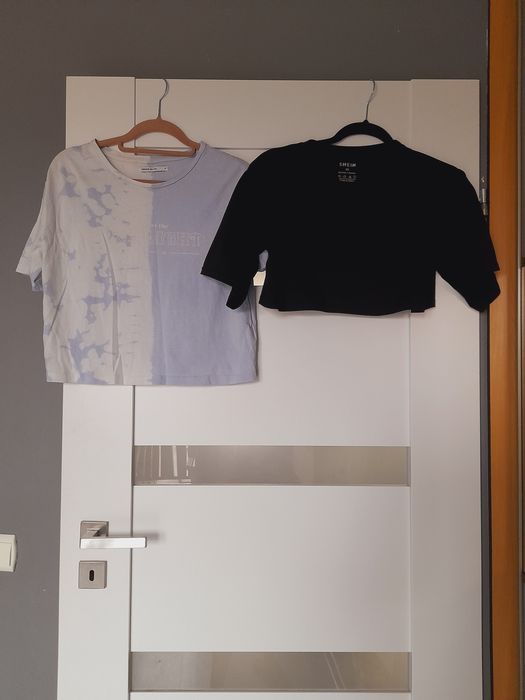 Dwie sztuki crop Top croptop krotki lato młodzieżowe odkryty brzuch S