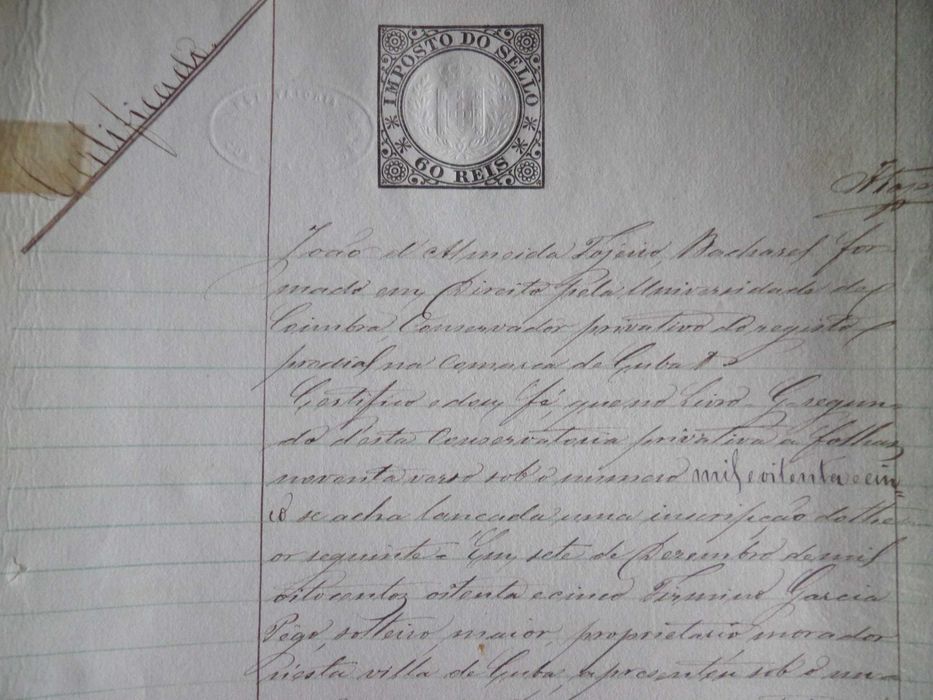 Documento antigo, selos 'brancos', lindissima 'Marca de Água'