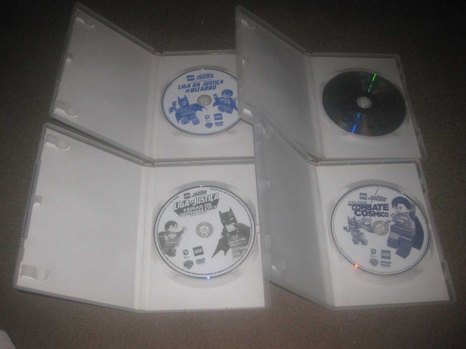 4 Filmes em DVD da "Lego Super Heróis"
