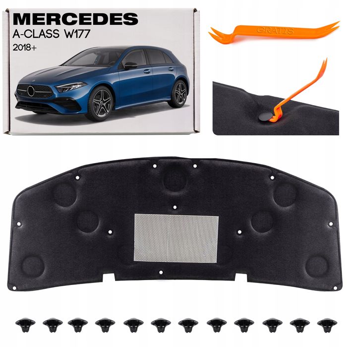mercedes a-class w177 2018+ wygłuszenie maski a1776822700 + spinki