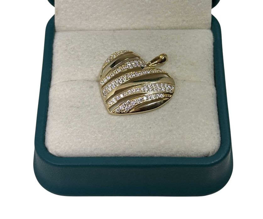 Złota zawieszka serce z cyrkoniami 585 2,14g