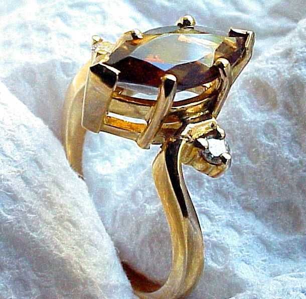 Złoty 14K 585 Pierścionek Markiza szlif Prawdziwy Turmalin 1,54ct