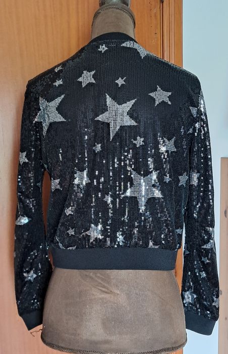Casaco Bomber Lantejoulas Estrelas C&A (Tam. XS/S ou Juvenil 10-12A)