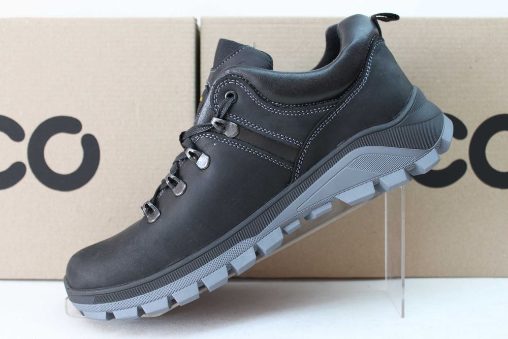 ECCO - кожаные черные кроссовки - туфли - кросівки (код:12-2чер.)