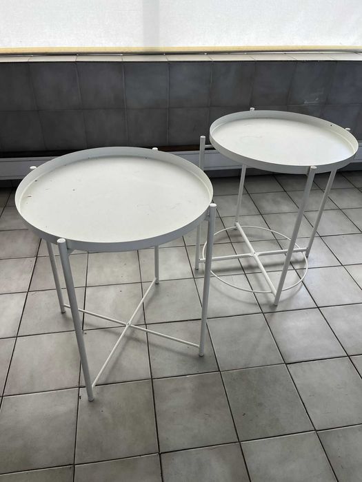 Par de 2 Mesas Baixas Redondas Brancas
