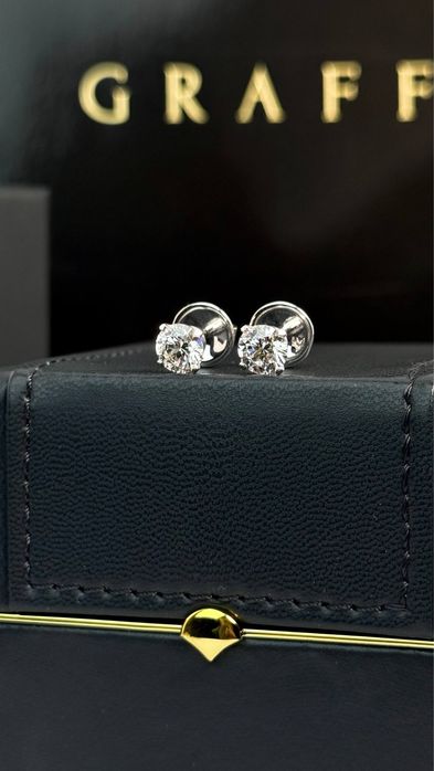 Сережки пусети з діамантами 2.00ct  Біле золото