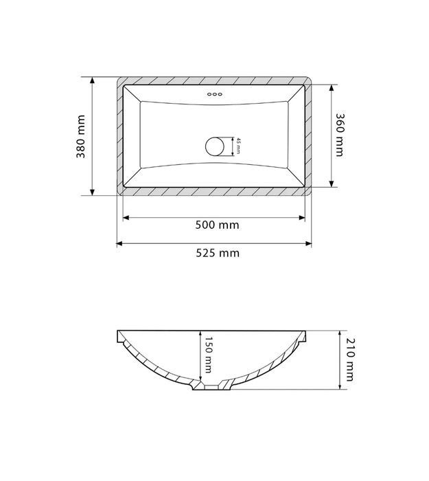 Умывальник врезной.