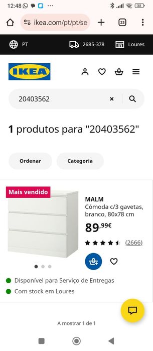 Cómoda branca Malm