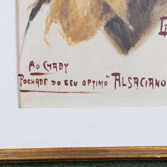 Pintura emoldurada, datada e assinada