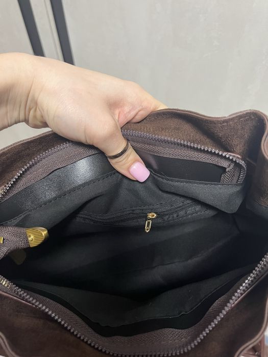 Трендова замшева коричнева шоколадна сумка