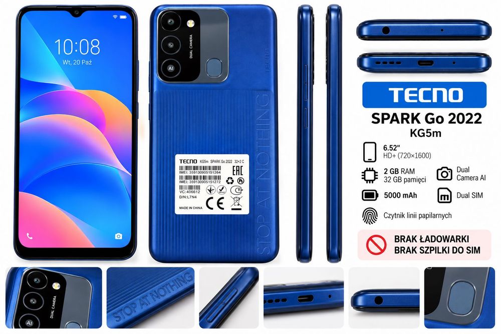 TECNO Spark Go 2022 32GB Dual SIM – Niebieski – Smartfon