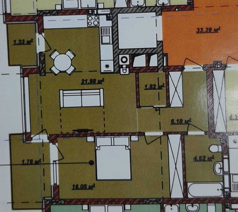 БЕЗ КОМІСІЇ, 1.5 кімнатна, ЖК Б 4, 4-й будинок, 3-й поверх, Новий рн