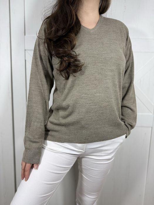 Mark & Spencer oliwkowo szary cieply sweter