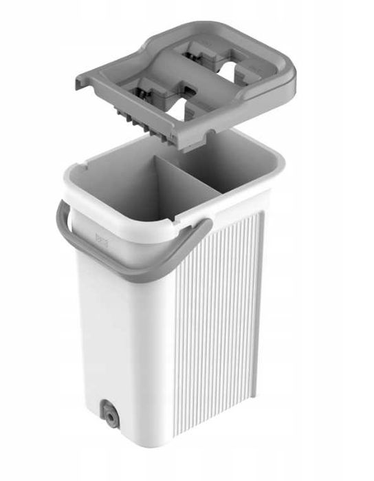 Teesa mop dwukomorowy płaski 7,5L mikrofibra ZESTAW system PŁUKANIA fv