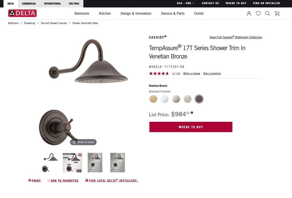 Душова система прихованого монтажу Delta T17T297-RB