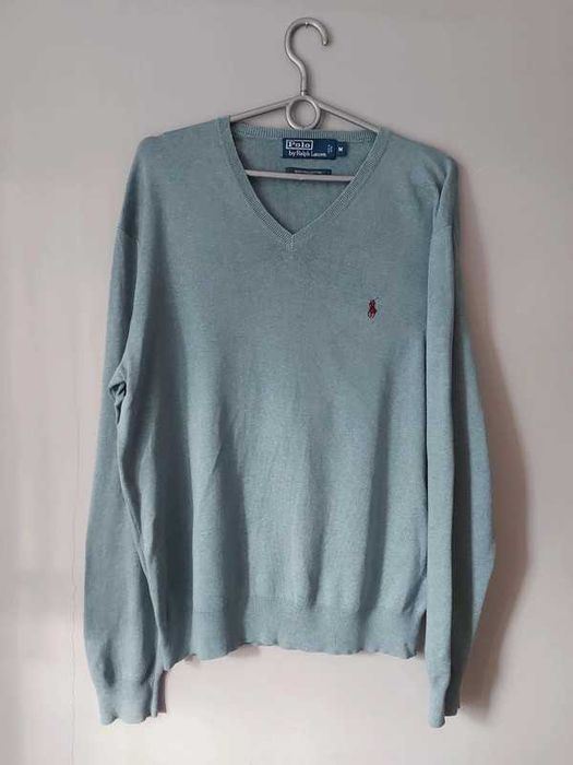 Polo Ralph Lauren turkusowy sweter sweterek bawełniany Cotton