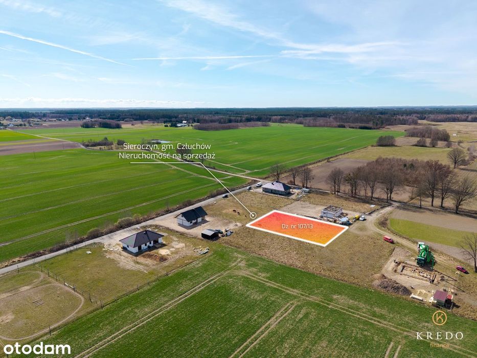 Działka budowlana 1266 m² – Sieroczyn k. Człuchowa