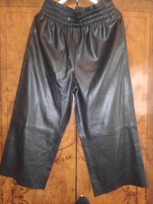 Жіночі штани кюлоти на осінь, замінник шкіри