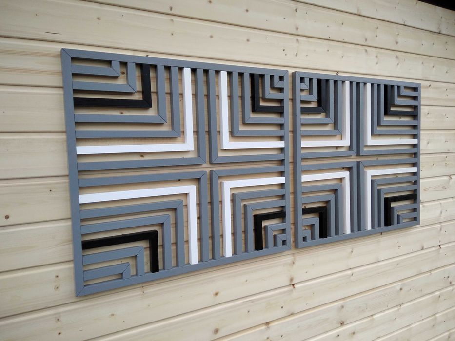 Dyptyk 2- częściowy ażurowy obraz z drewna 142 x 63 cm.