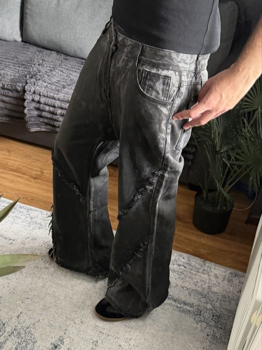 Flared Distressed Jeans Bootcut Архив Джинси Буткат Фларед Клеш Кльош Archive Racer Balenci Washed Baggy Винтаж Джинсы Erd Black
