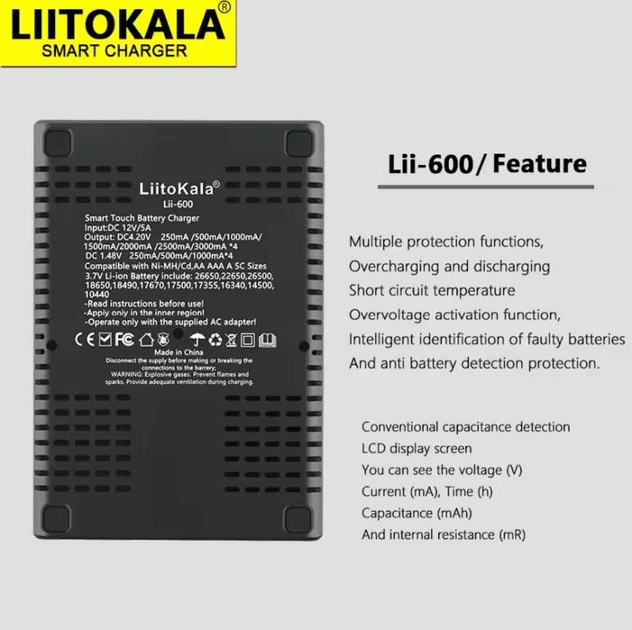 LiitoKala Lii-600 інтелектуальний зарядний пристрій and car