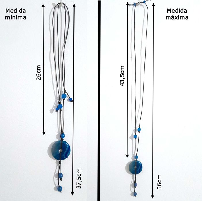 Colar comprido com ágata azul Stone by Stone (c/ ajuste para médio)