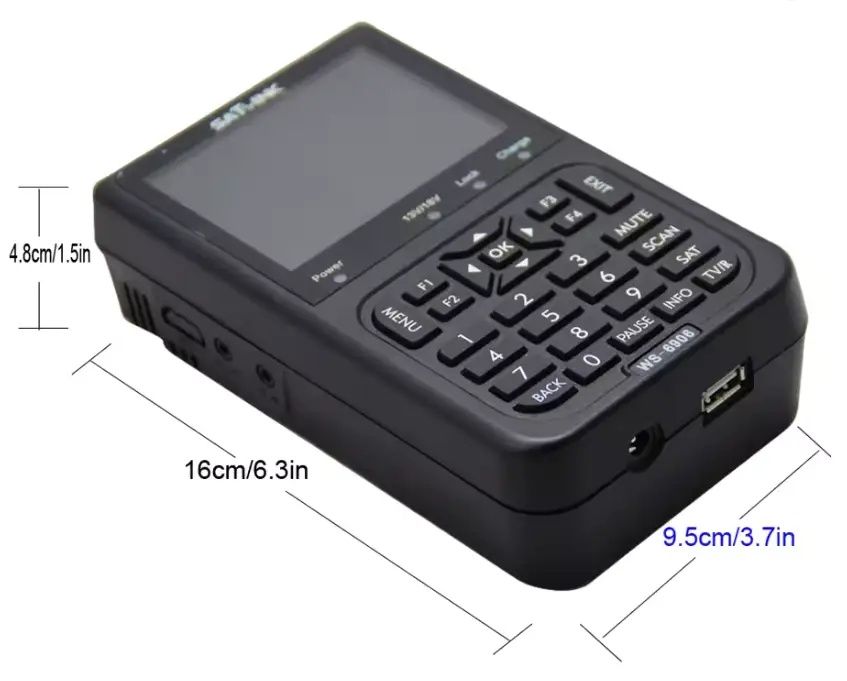 Измеритель спутникового сигнала SATLINK WS-6906 3,5 дюйма DVB-S FTA черный аккумуляторный 950-2150 МГц