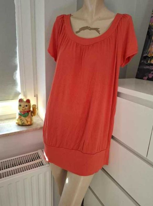 44 XXL pomarańczowa bluzka z krótkim rękawem wiskoza T-shirt basic