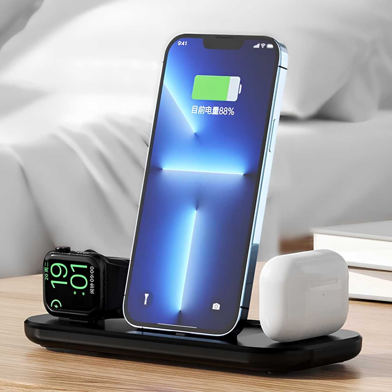 Складная док-станция 3в1 для быстрой зарядки iPhone, iWatch, AirPods ...