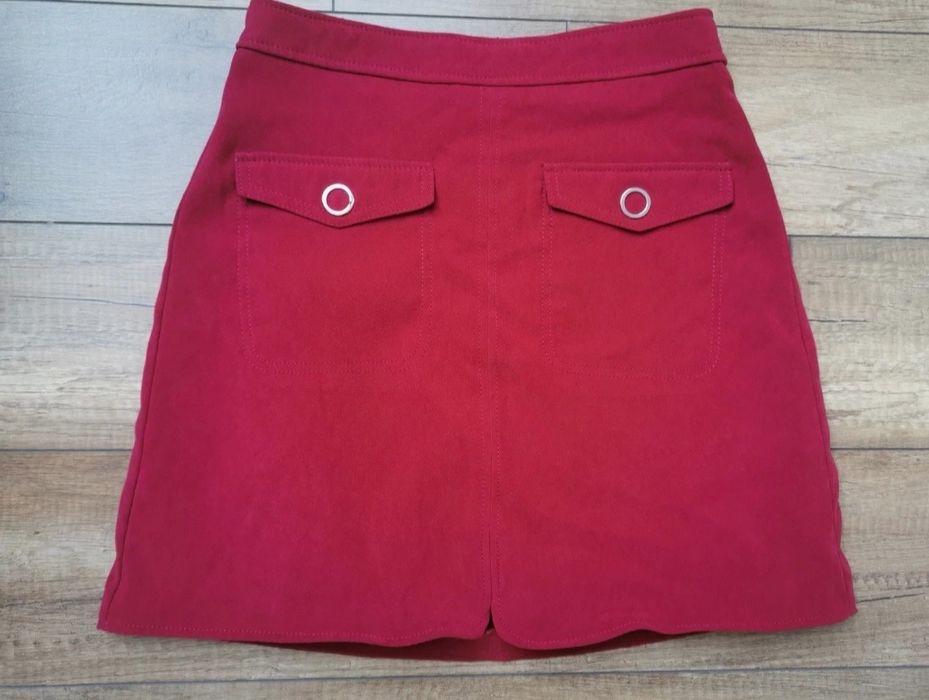 Spódnica zamszowa bordo Numteg S 36 mini